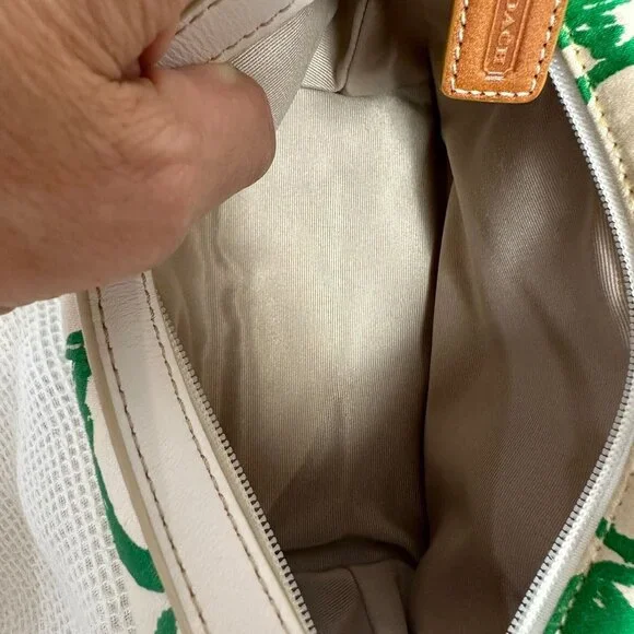 Vintage Coach Green Scribble Signature Hampton Top Handle Pouch Mini Bag Y2K NEW - Picture 7 of 16